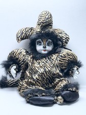 Vintage 1980s Cat Jester Porcelain Art Doll T...