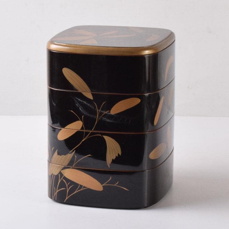 Jubako Bento Box Japanese Wajima lacquer lacquered grass makie fourtiered box wi