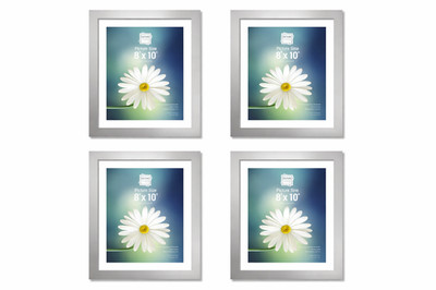4er Set Silber Bilderrahmen 8x10'' Modern Chrom Stil Bilderrahmen Großpackung