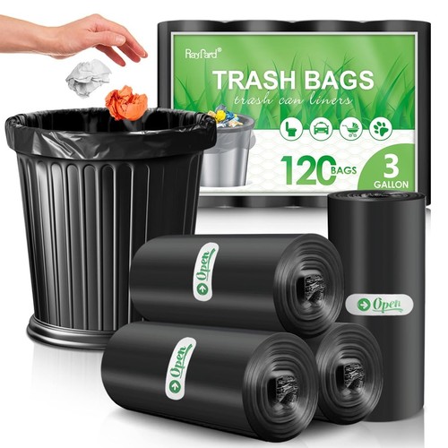 3 Gallon 120 Counts (fit 2.6-3.3 Gal) Small Trash Bags Garbage Bags by RayPar...