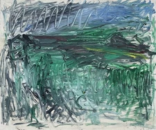 Oil Painting Expressive Abstract Green Landscape Modern Art 1982