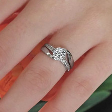 2.10 Ct Round Cut Moissanite Wedding Ring 14k White Gold Plated