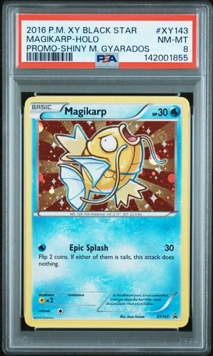 2016 POKEMON XY BLACK STAR PROMO SHINY MEGA GYARADOS #XY143 MAGIKARP-HOLO PSA 8