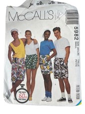 90s McCalls 5982 Sewing Pattern Size Small Misses Men Teen Boys Boxer Shorts CUT