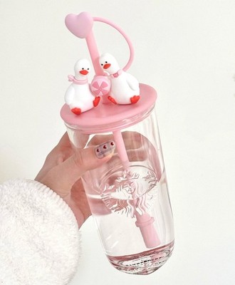 NEW】Starbucks 2026 Chinese Valentines Day Duck Glass Straw Cup