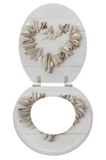 18" Universal Beach & heart Shell MDF Toilet Seat WC Bathroom Easy Fit+Fittings