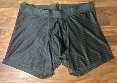 Under Armour UA Original 6'' Boxerjock Boxer Brief Sz L Green Stripes Dots