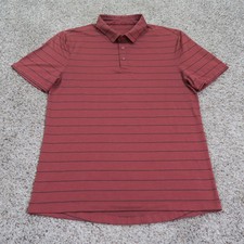 Lululemon Polo Shirt Mens Small Red Striped Evolution Short Sleeve Athletic Golf
