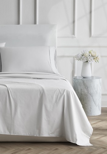 Luxury Cotton 400 Thread Count Ultimate Cotton Percale 4-Piece Sheet Set, Que...