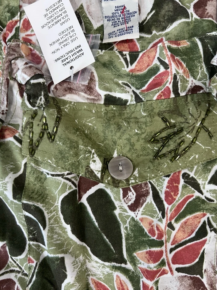 Nuevo con etiquetas Mono Blanco Ciervo De Colección Estilo Años 90 Boho Rayón Estampado Con Cuentas Talla M Foto 3 de 4