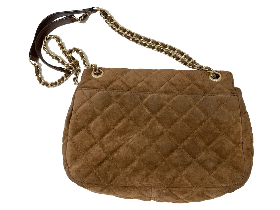 Bolso de Hombro Michael Kors Sloan Gamuza Acolchado Cadena Marrón Foto 2 de 4