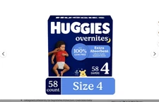 (2 pack) Huggies Overnites Nighttime Baby Diapers, Size 4 (22-37 lbs), 58 Ct,ea.