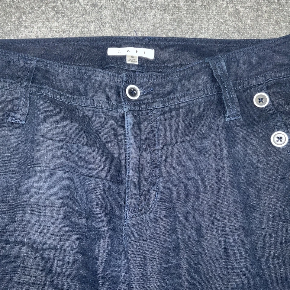 Cabi Pants Womens Size 8 Blue Navy Linen Cropped Casual - Image 3 of 4