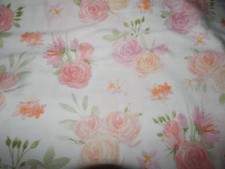 white floral cotton flannel rose cottagecore BTY flower pink peach coral cottage