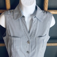 Tahari Woman's Size 4P Gray Striped Dress Arthur Levine 17x37 No Belt