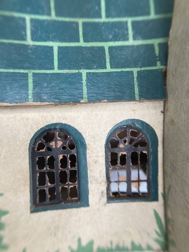 Vintage Christmas Putz Church, Cardboard ~ 4.5" x 4.5" x 5.75" High - Picture 15 of 19