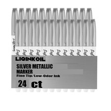 LiqInkol Silver Metallic Markers Pens Bulk of 24 1 Count Pack 24 , silver