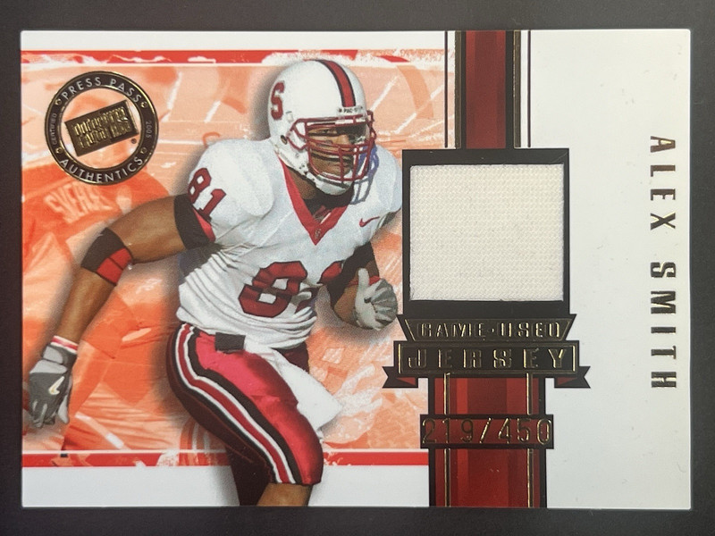 2005 Press Pass - Alex Smith #JC-ALS Game Used Jersey Card #219/500