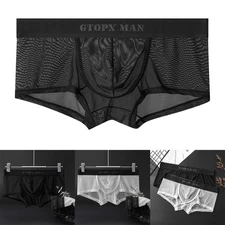 Sexy Men Boxer Briefs see through Mesh Underwear Soft & Breathable M 2XL