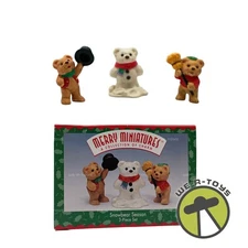 Snowbear Season Hallmark Merry Miniatures Figures 3 Piece Set New 1997 QFM8602