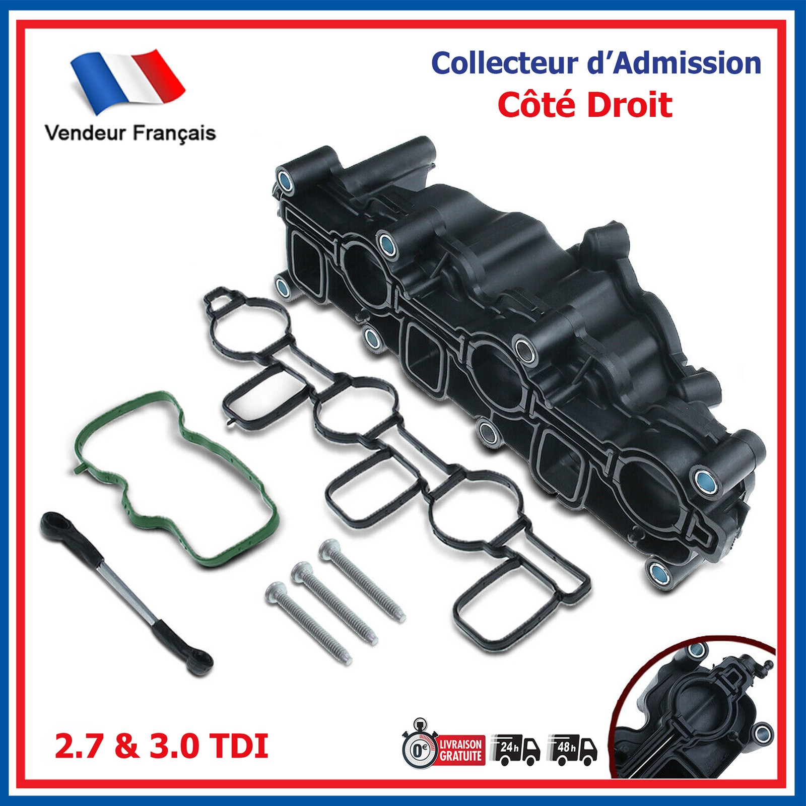Tubulure d'admission droite pour Audi Q5 et Q7 3.0 TDI Quattro