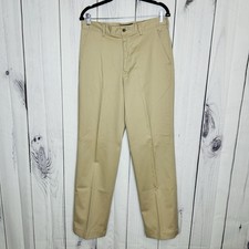 Chaps Khaki Pants Mens 32x32 Classic Straight Leg 100% Cotton Flat Front