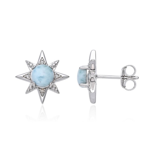 Cavill Larimar Ohrringe Silber 925 Rhodiniert Stern 2,75Ct Topas Blau-image