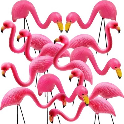 GiftExpress 12 Pack Pink Flamingos Yard Decorations - Small 14'' Tall 