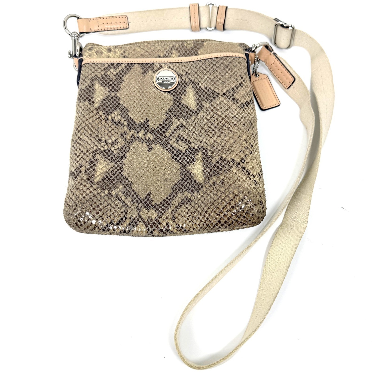 Coach Python Print Swingpack Crossbody Bag Khaki … - image 22