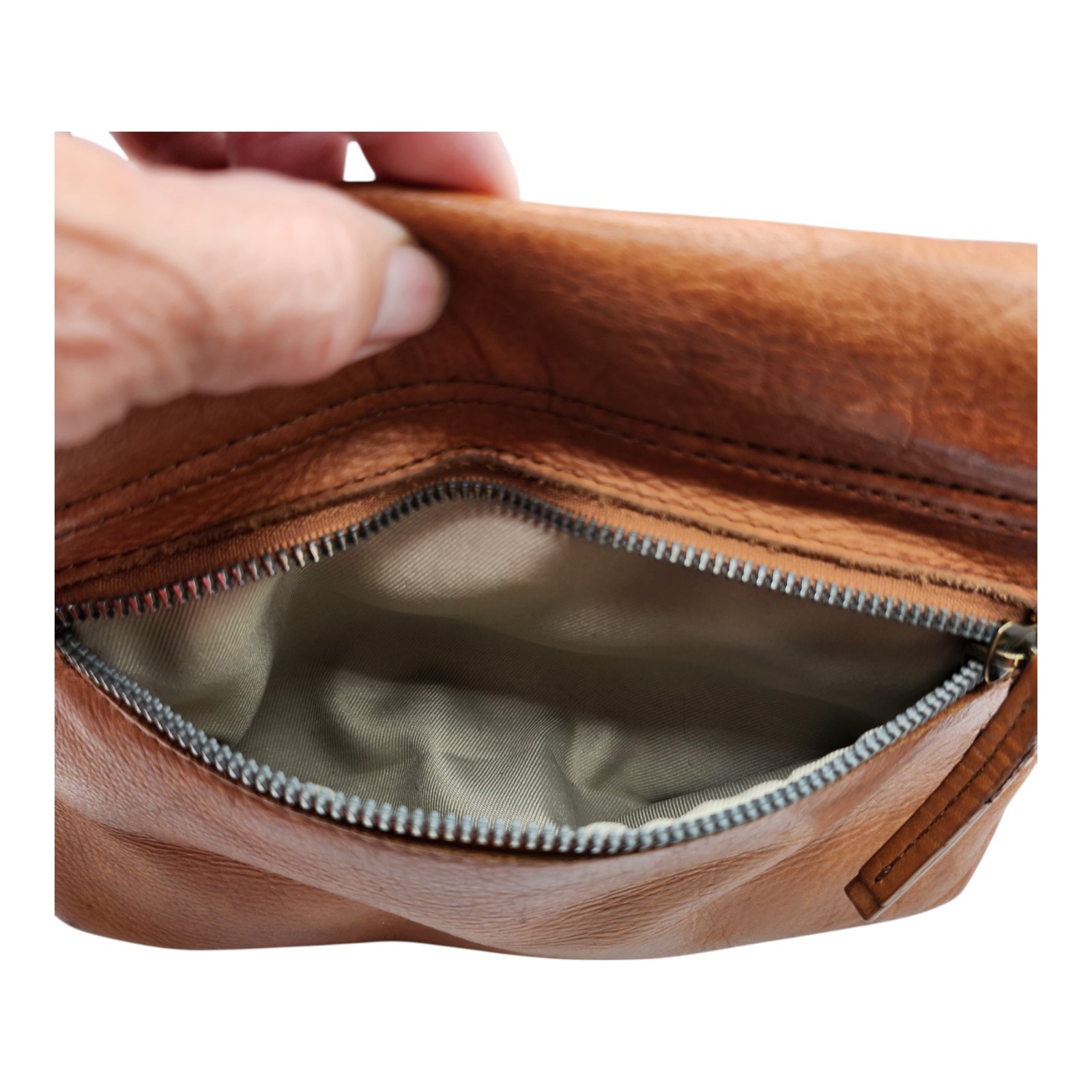 American Leather Co Brown Crossbody Bag Leather Strap Chain Shoulder Purse FLAWS