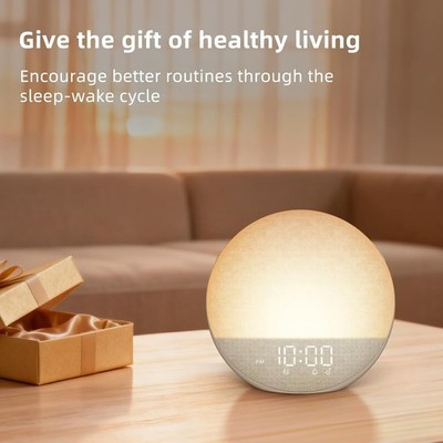 Odokee H03 Round Shaped Sunrise Alarm Clock Sunrise Sleep Sound Machine - Beige