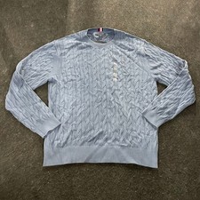 TOMMY HILFIGER Cable Knit Crewneck Sweater Men's Size 2XL Blue
