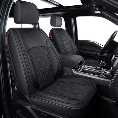 LUCKYMAN CLUB F150 Front-only Seat Covers J03-Q3 with Front Pair, Black 