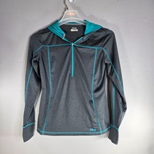 Fila Womens Hoodie   Size Small   1/2 Zip   Black  Teal   Jogging / Athletic