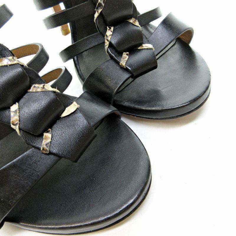 Coach Python Strap Sandals Mules Pumps Black 37.5… - image 5