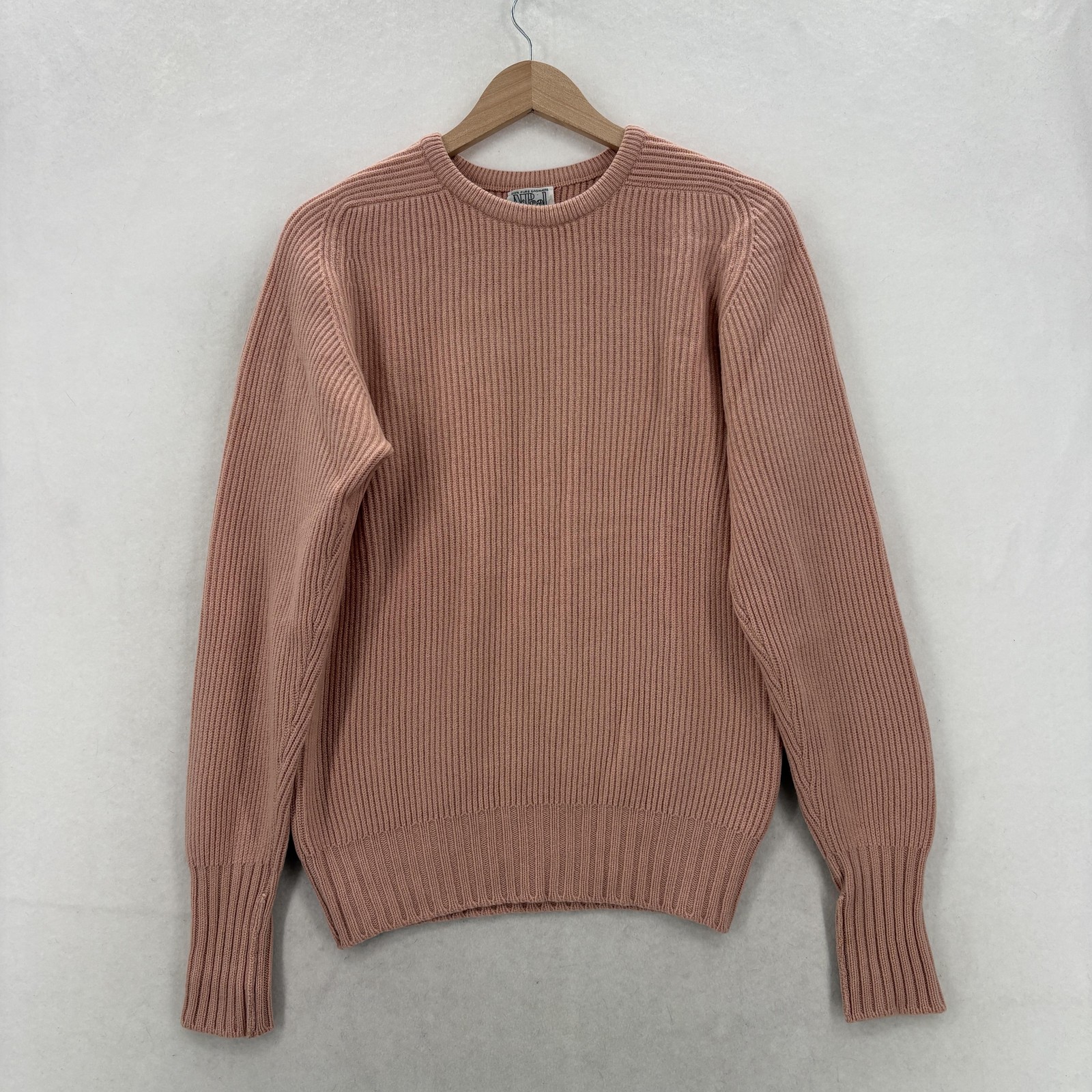 N.Peal Sweater Womens Medium Pink 100% Cashmere Crew Neck Ribbed Knit Scotland