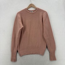 N.Peal Sweater Womens Medium Pink 100 Cashmere Crew Neck Ribbed Knit Scotland
