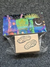 THE RUBBER STAMP PLANTATION 2 INCH STAMP FLIP FLOPS BEACH SUMMER PALM TREE SHELL