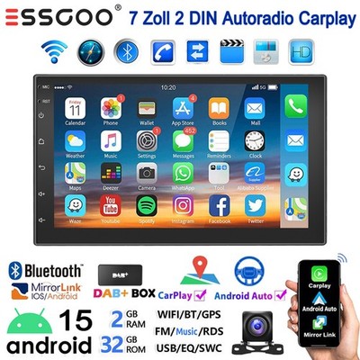 DAB+ 2 DIN Autoradio Android 15 32G Carplay 7 Zoll GPS NAVI RDS BT WIFI KAM+ SWC
