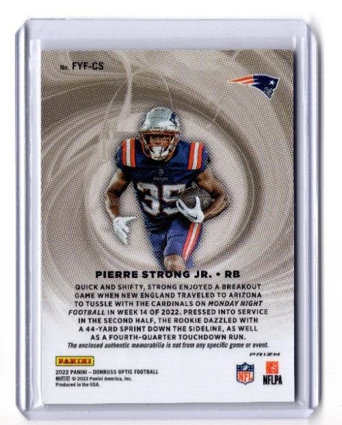 Pierre Strong Jr. 2022 Donruss Optic First Year Fresh FYF-CS Patriots Browns RC - Image 2 of 2