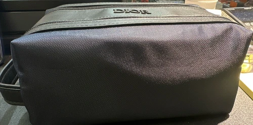 Neuf {DIOR} sac de toilette générique homme bleu marine et noir trousse de voyage double fermeture éclair