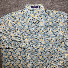 Alan Flusser Shirt Mens Large Colorful Paisley Button Up Bright Blue Adult