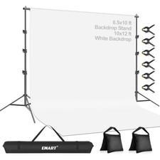 EMART 8.5x10 FT Photo Backdrop Stand Kit with 10x12FT White Backdrop