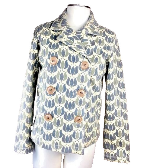 FOSSIL Wool Blend Spring Jacket Coat Neutral Green quilted lining Womans Medium
