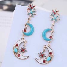 Heavenly Beautiful Moons & Stars Celestial Long Earrings - Very Metaphysical