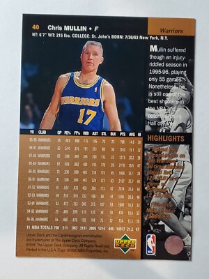 1996-97 Upper Deck #40 Chris Mullin Golden State Warriors