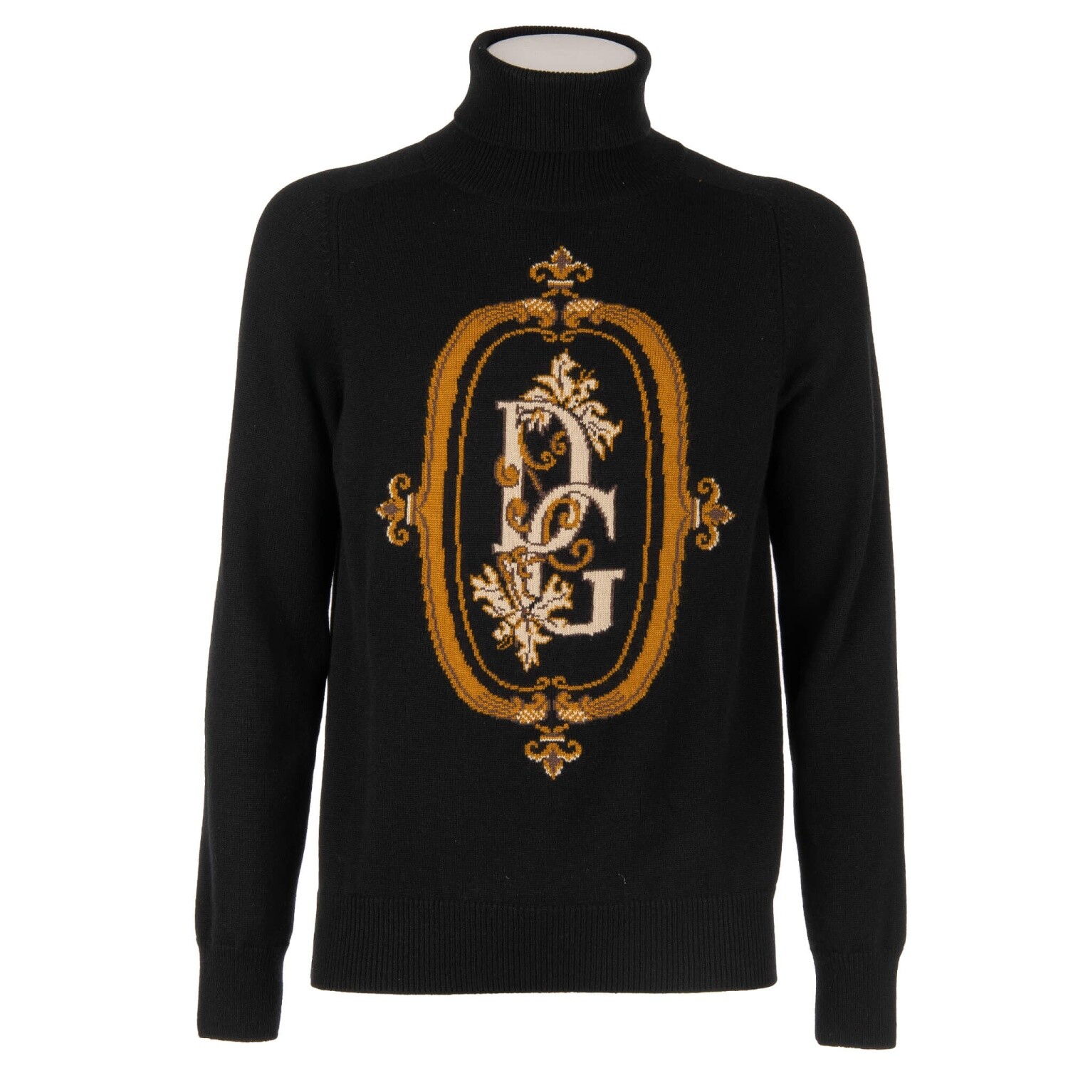 DOLCE & GABBANA DG Cashmere Turtleneck Sweatshirt Sweater Black 48 US 38 M 11460