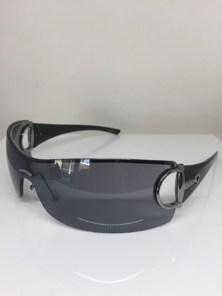 Nuevas gafas de sol auténticas Gucci 2712 Shield GG 2712/S C. PU3 Gunmetal lente espejo