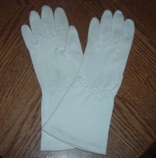 Vintage CRESCENDOE GLOVES Short IVORY All Cotton Leather Tailored Size 6 1/2