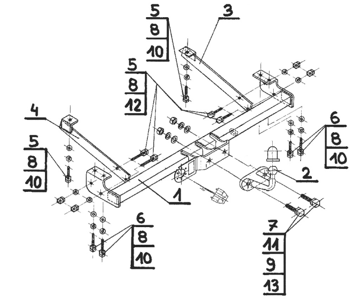 Flange Neck Tow Bar For RENAULT Trafic II Van (20012014) & 7 Pin Kit
